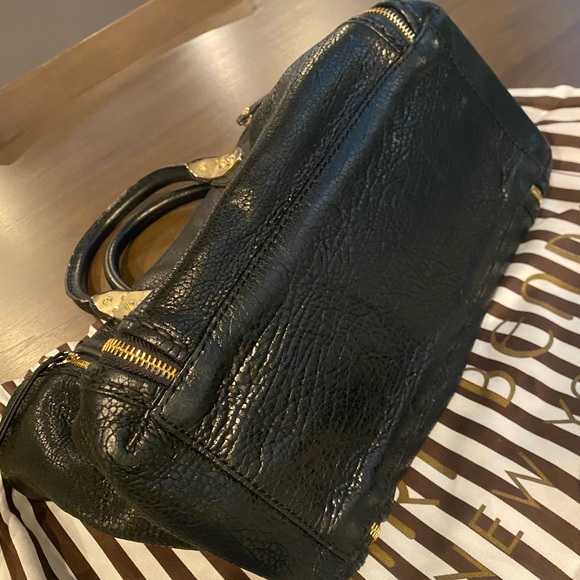 Henri Bendel A List Black Satchel with Gold Accents - Picture 6 of 6